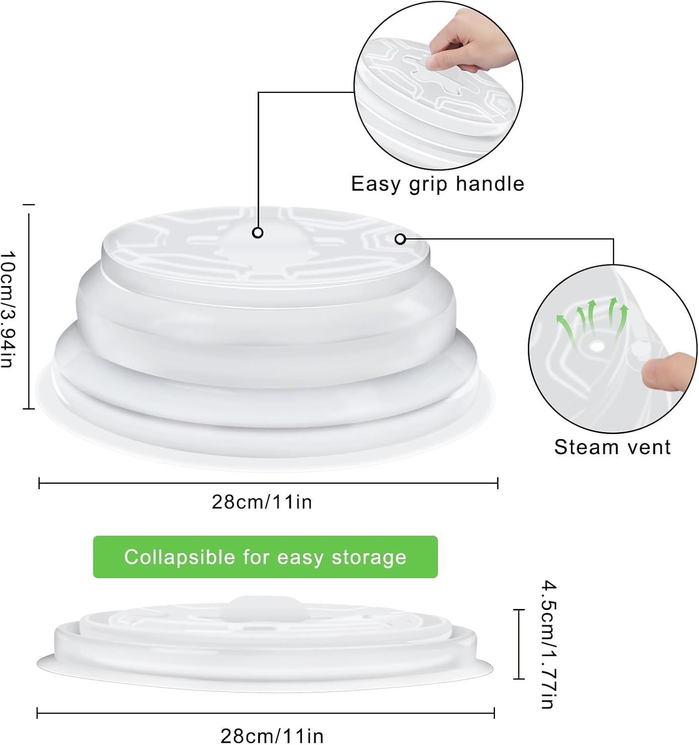 Homelove Cubierta grande para microondas para silicona de grado alimenticio, tapas plegables y resistentes al calor, cubierta de preservación