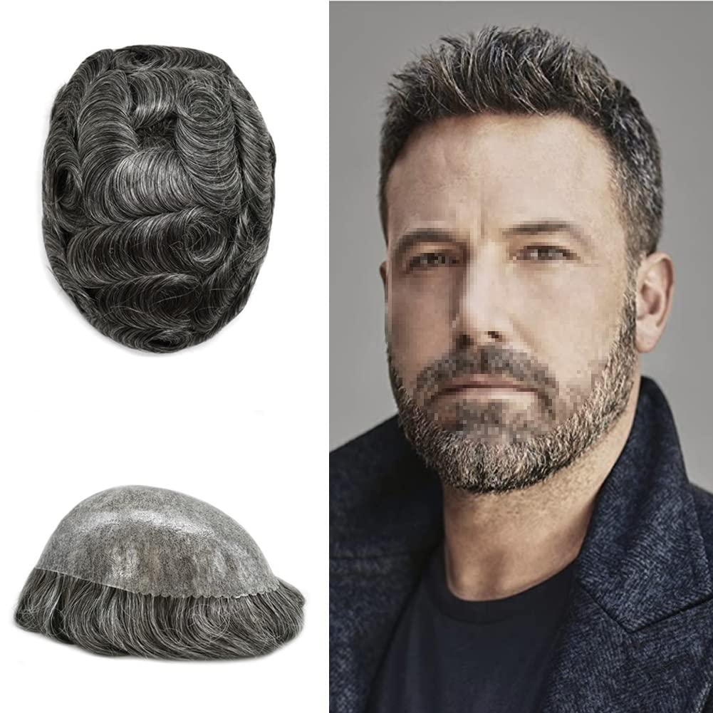 Toupee para hombre, postizo completo inyectado de polietileno, sistema de cabello, repuesto duradero de poliuretano para hombre, aspecto natural, 8