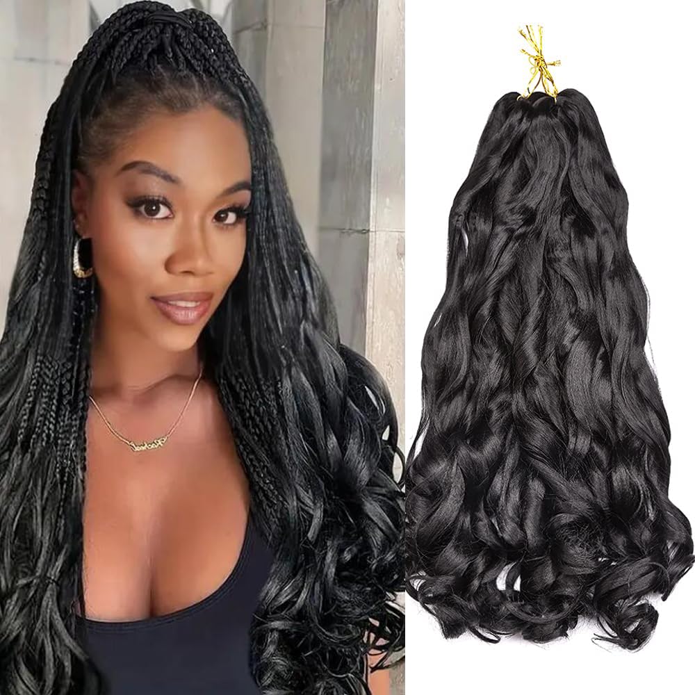 Amir Hair 8 paquetes de extensiones de cabello sintético rizado francés de 26 pulgadas, preestiradas (1b#)