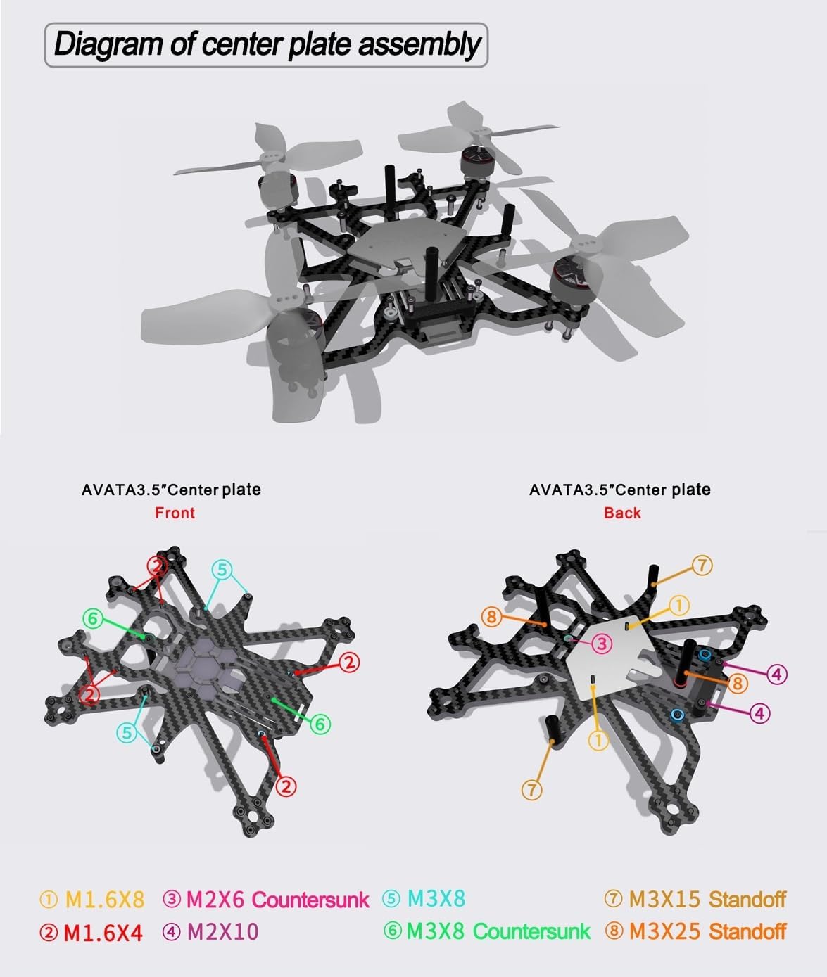 Axisflying FPV Drone MotorCarbon Fiber 3.5inch Kit de actualización de marco para DJI Avata (marco y motores (4 piezas) y hélices)