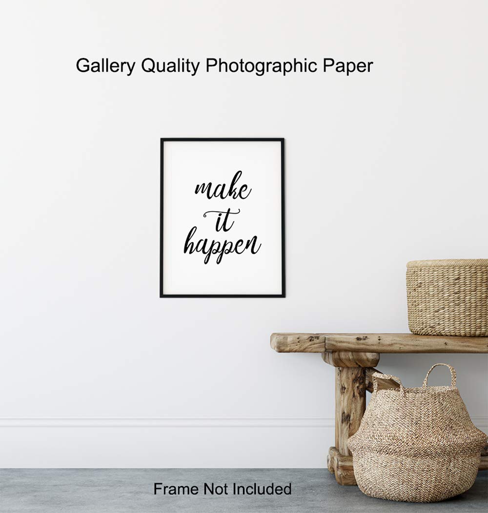 Make It Happen – Unframed Wall Art Print Typography – Perfect Affordable Gift – Motivational Quote – Great For Office and Home Decor – Ready to