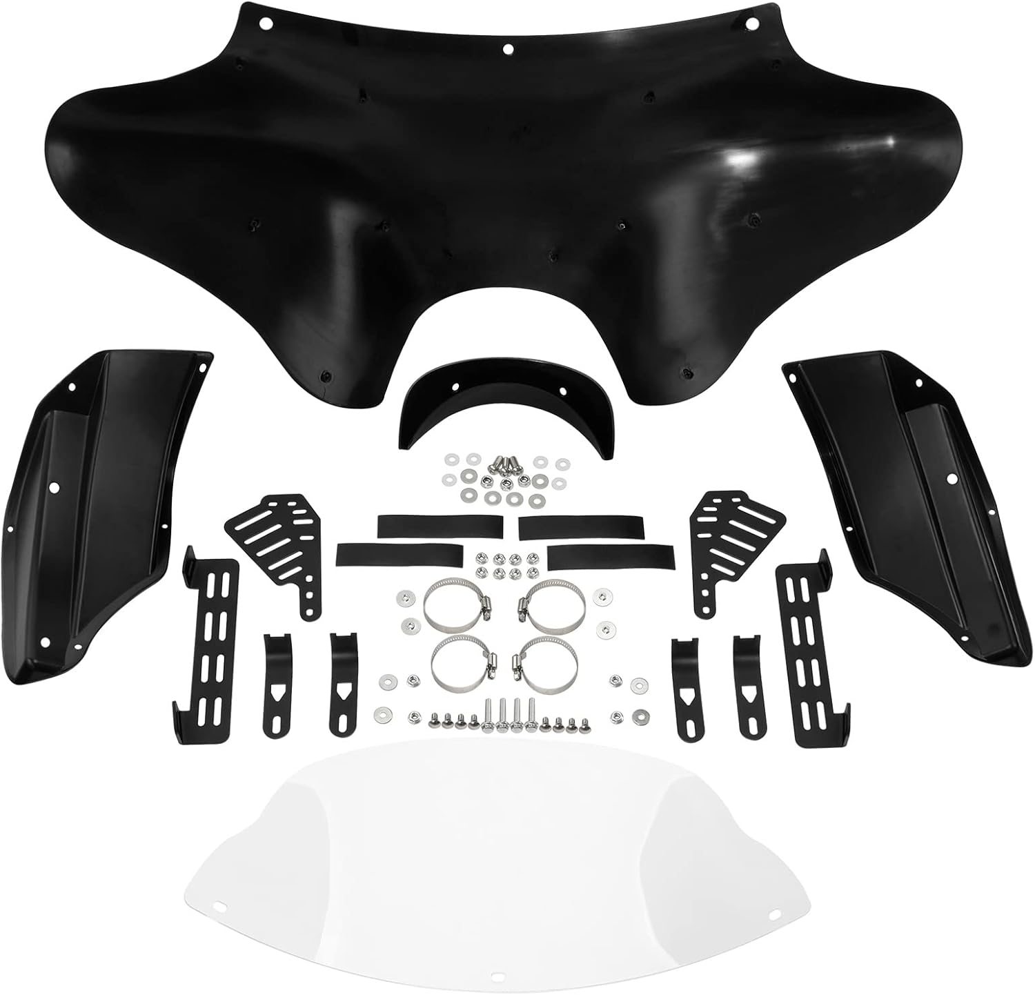 TCT-MOTORPARTS Carenado de murciélago negro mate con parabrisas apto para Suzuki Boulevard C50 2005-2019