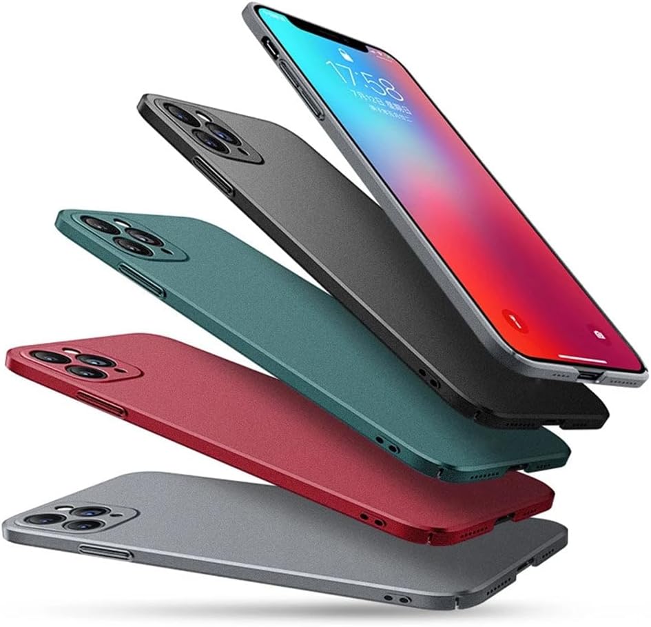 Casechics Funda compatible con iPhone, funda de lujo mate de policarbonato duro de lujo, ajuste delgado, ultra delgada, ligera, protección de lente