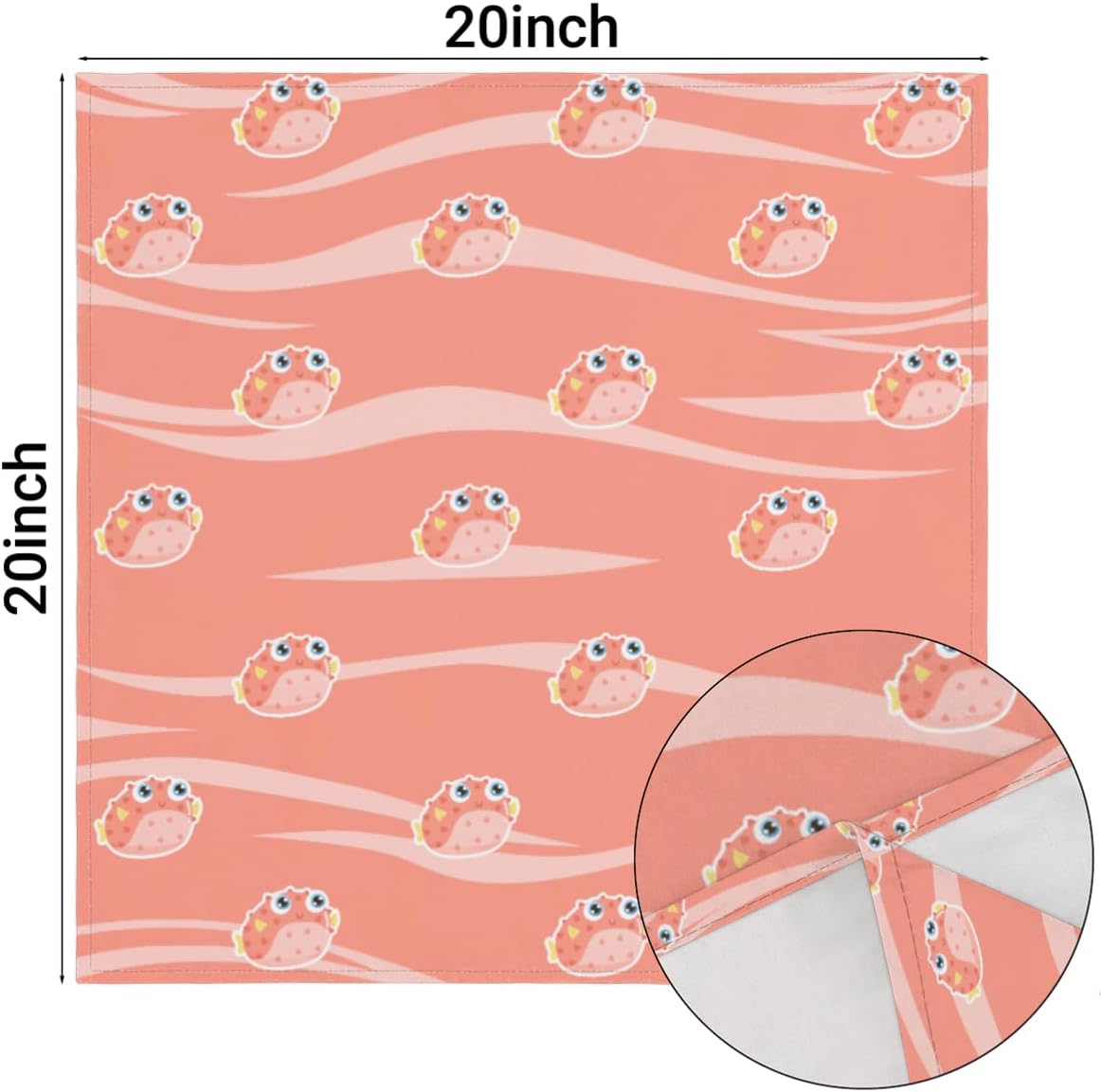 Cloth Napkins Set of 6 Cute Fish 20×20 Inch Cloth Napkins Pink Cartoon Fish Washable Reusable Kitchen Dinner Napkins Table Decor for Wedding,