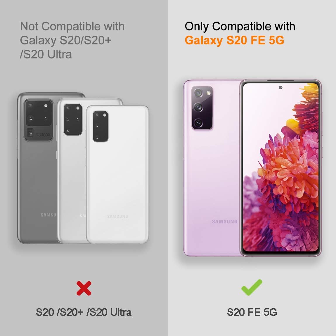MOSNOVO Funda diseñada para Galaxy S20 FE, protección contra caídas de grado militar de 6.6 pies, funda transparente a prueba de golpes para Samsung