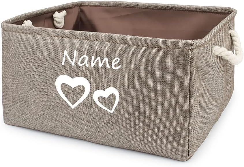 gors Cesta plegable de almacenamiento personalizada para juguetes para perros y gatos, caja plegable con nombre personalizado, contenedores para