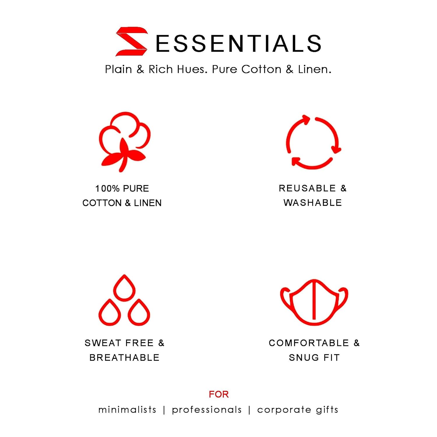 Cotton Linen – Máscara facial anticontaminación de 3 capas, ajustable, lavable, reutilizable (Muted Naturals 3.0)