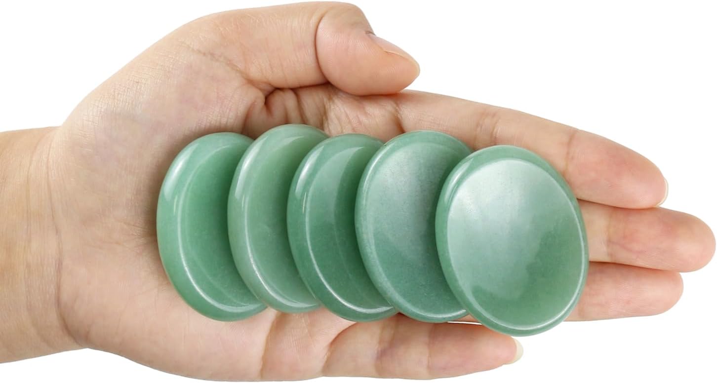 Piedras de preocupación cristal de aventurina verde para niños, cristales de chakra y piedras curativas, piedra de palma ovalada, piedra para