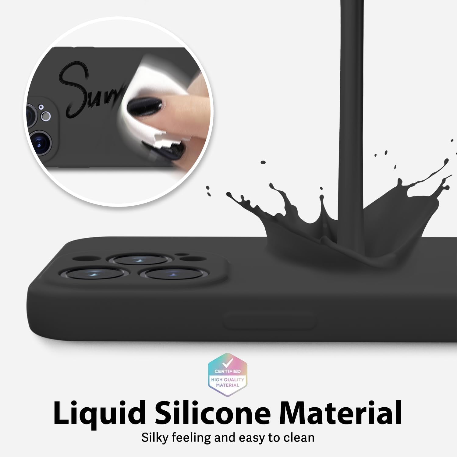 Oaxkco – Funda de silicona para iPhone 13 Pro Max con protector de pantalla, para mujeres y niñas, bonita funda protectora con funda de cámara,