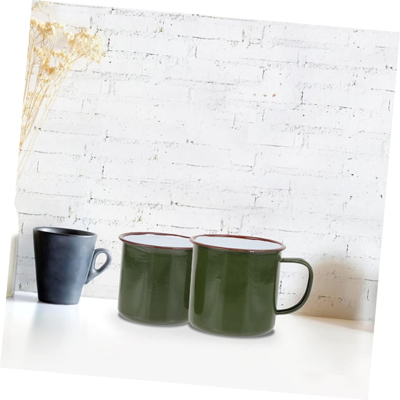 jojofuny 2 uds. Esmalte Retro Camp para tazas, tazas de té, café, vintage, vasos de esmalte verde chino, acampada, al aire libre, pequeño, vino,