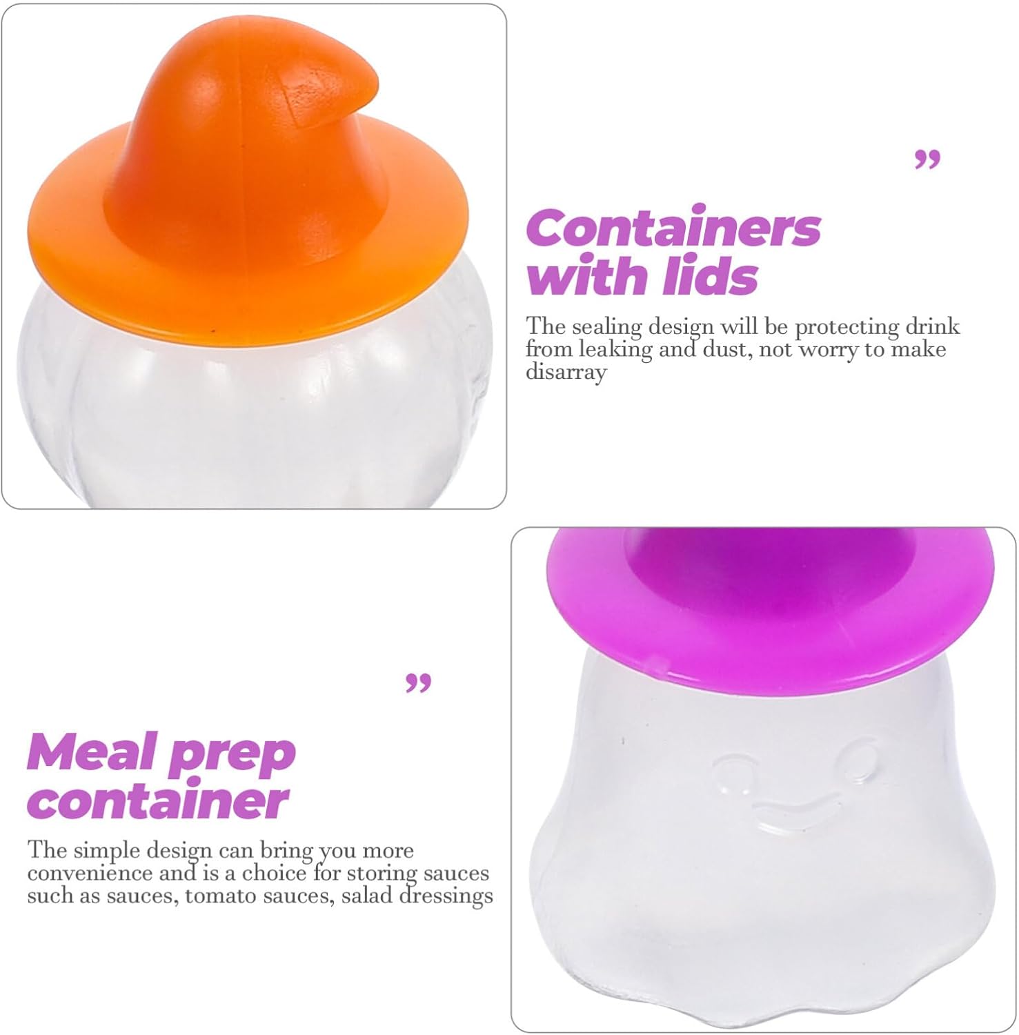 Luxshiny 4 botellas exprimibles para aderezo de ensalada, mini botella de ketchup con forma de calabaza fantasma, salsa de condimentos, botella de