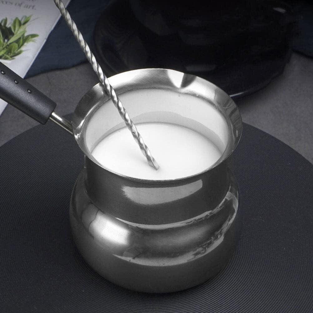 CALLARON Sartén de acero inoxidable para cocinar con mango de tapa, calentador de leche, olla de fusión de mantequilla para estufa, chocolate, café,