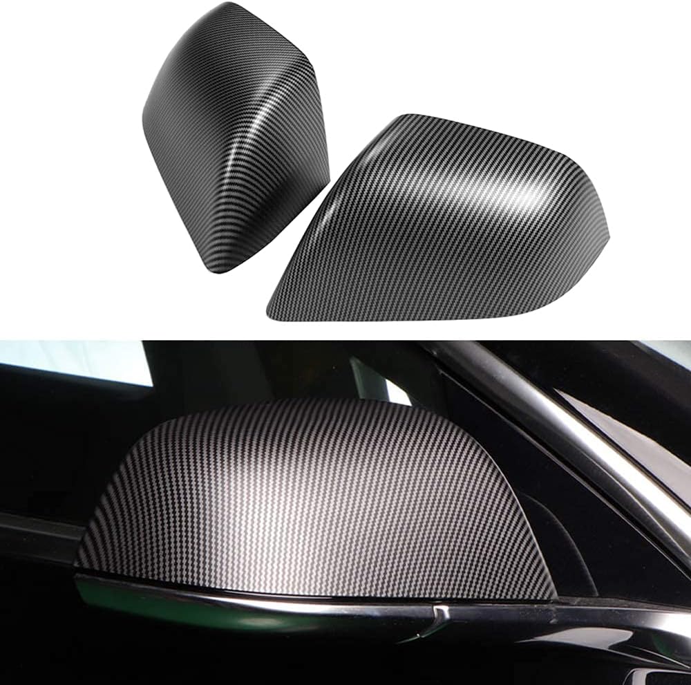 Cubierta de espejo lateral para Tesla Model S 2016-2020, accesorios de automóvil, plástico ABS, fibra de carbono, decoración exterior negra mate