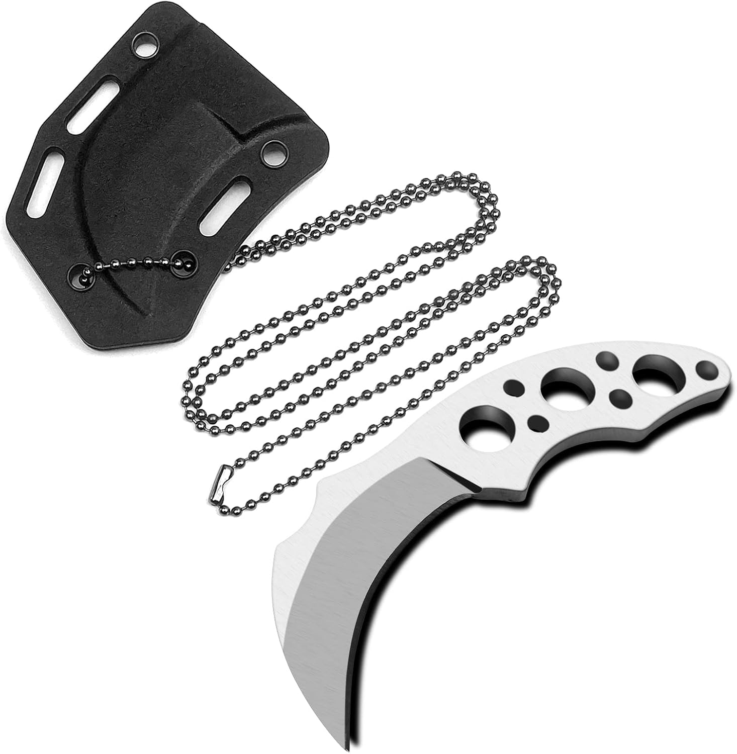 LFHC Cuchillo pequeño de hoja fija con cuello de garra con funda Kydex, collar mini EDC cuchillo táctico de bolsillo, cuchillo de caza de