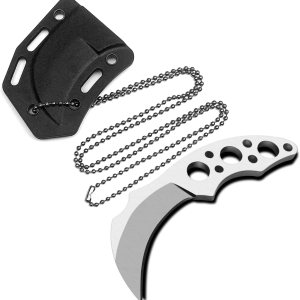 LFHC Cuchillo pequeño de hoja fija con cuello de garra con funda Kydex, collar mini EDC cuchillo táctico de bolsillo, cuchillo de caza de LFHC Cuchillo pequeño de hoja fija con cuello de garra con funda Kydex, collar mini EDC cuchillo táctico de bolsillo, cuchillo de caza de