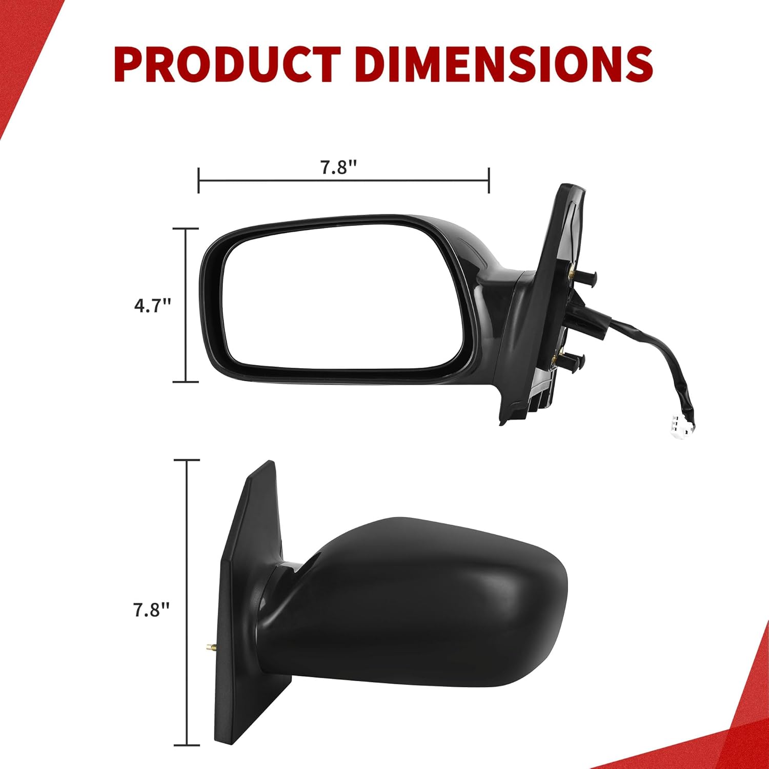 YITAMOTOR Espejo lateral izquierdo del conductor compatible con Corolla CE 2003 2004 2005 2006 2007 2008 Corolla CE ajuste de potencia no