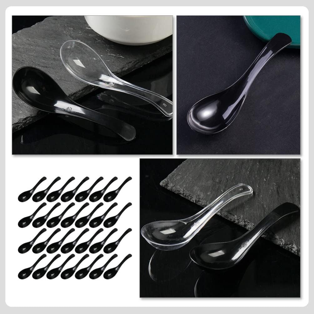 Hemoton 200 cucharas de sopa asiáticas, cucharas desechables, cucharas de arroz, cucharas de sopa de fideos, cuchara de sopa japonesa para el hogar