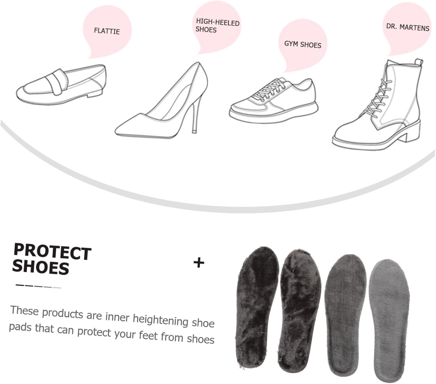 Healeved 2 pares de plantillas que absorben el sudor, accesorios para zapatos, almohadillas para zapatos esponjosos, almohadillas de soporte para el