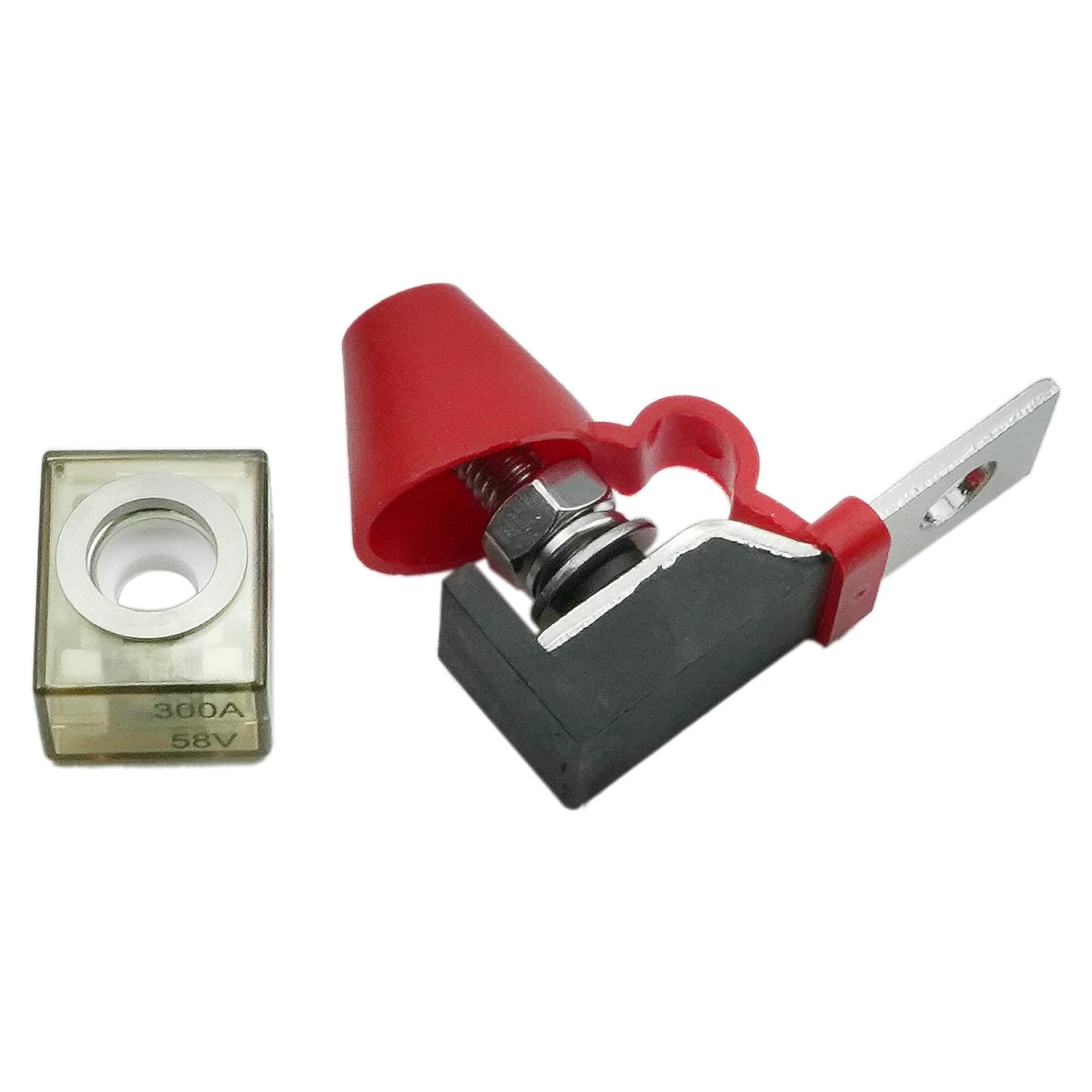 Kit de bloque de fusibles de terminales de fuente de alimentación marina (fusible incluido) 300A 58V DC máximo, solo perno de 516 pulgadas (M8)