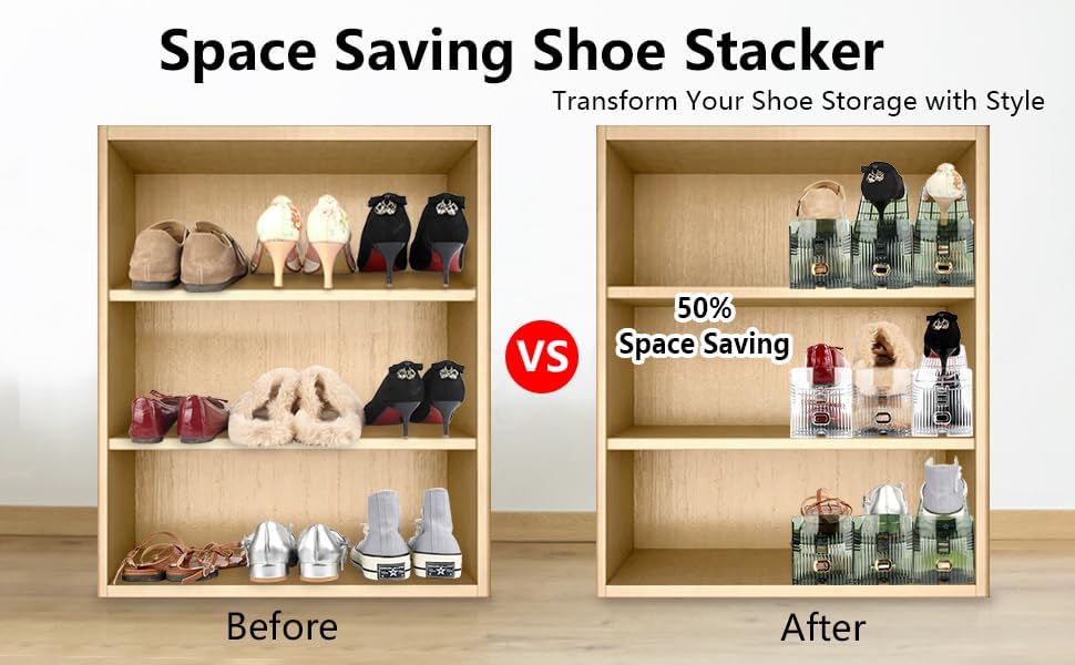 Organizador de ranuras para zapatos, apilador de zapatos estilo boutique para un par de zapatos, zapatero separable para organización del armario, 3