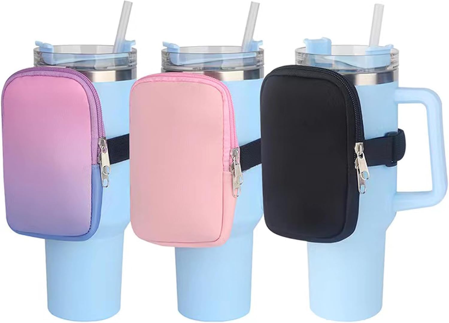 Bolsa para botella de agua, accesorios para vasos de gimnasio compatibles con Stanley Quencher Adventure de 40 onzas e IceFlow de 2030 onzas,