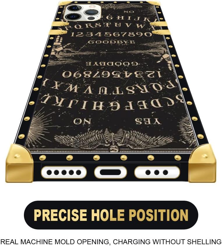 DAIZAG Funda compatible con iPhone 13, B Witchy Ouija Board Square Case Luxury Elegant Women Girls Metal Decoración Corner Classic Retro Soft TPU
