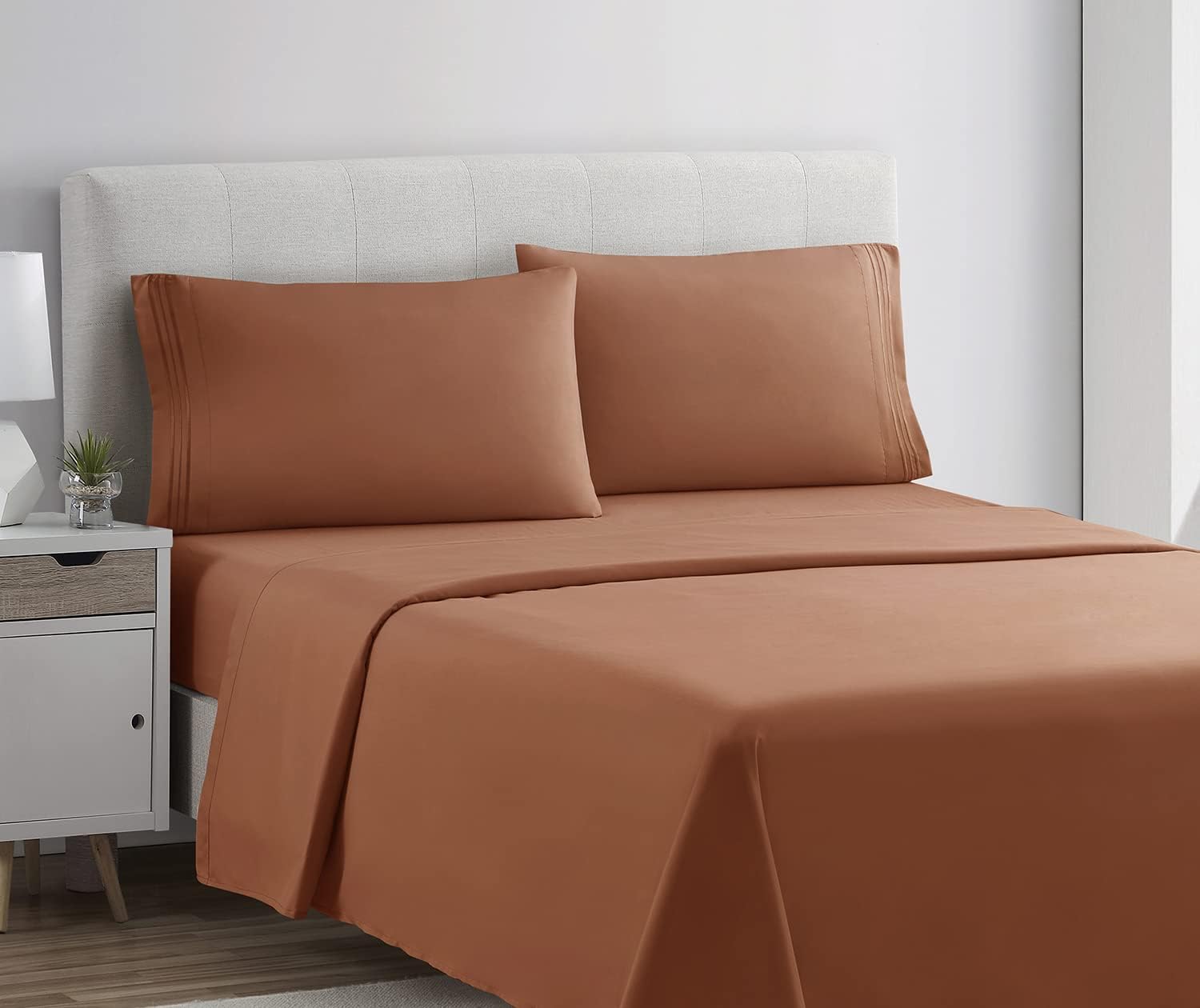 Clara Clark – Juego de sábanas de la serie 1800 Premier, 4 piezas, juego de cama, sábanas con mucha caída, resiste arrugas, la decoloración y las