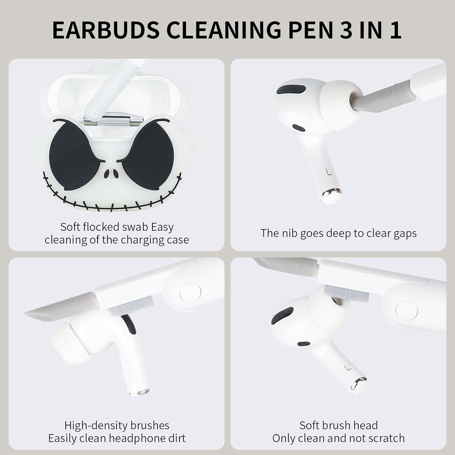 Funda compatible con Apple AirPods Pro de 21 generación con kit de limpieza y bonito llavero, funda protectora de silicona suave y divertida que