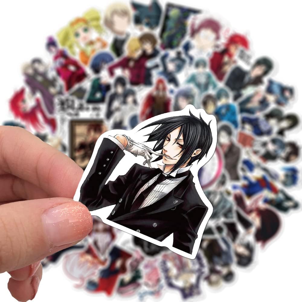 Paquete de 50 calcomanías (50 piezaspaquete), calcomanías de mayordomo negro de anime japonés, manga Sebastian, Michaelis Ciel Phantomhive,