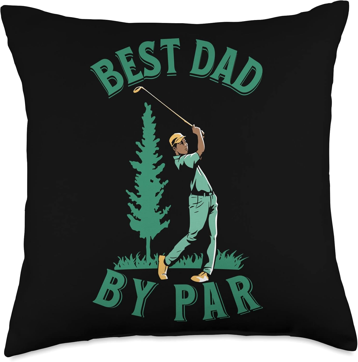 Best Dad By Par Golf Dads Funny Father’s Day Tees Best Par Funny Golf Dads Father’s Day Trending Throw Pillow, 18×18, Multicolor