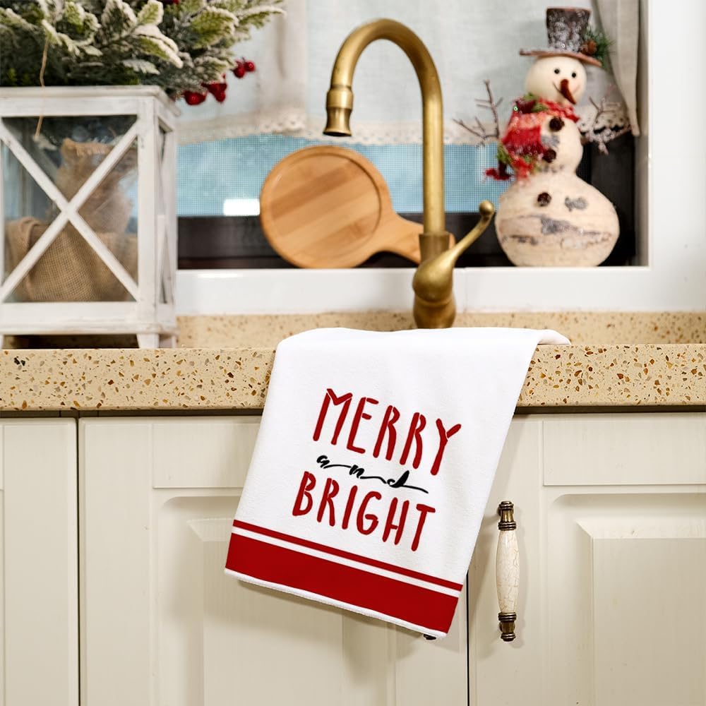 ARKENY Hoilday AD102 – Juego de 2 paños de cocina de árbol de Navidad rojo de 18 x 26 pulgadas, decoración del hogar de granja Hoilday