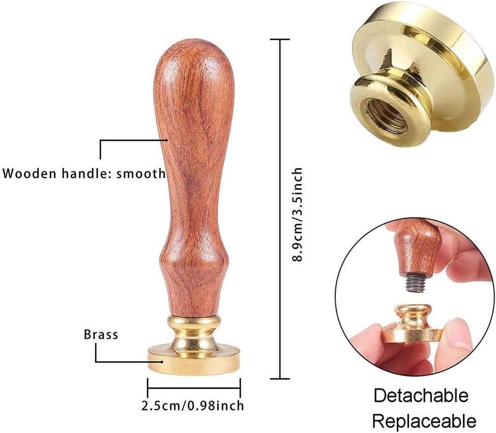 CRASPIRE Sello de cera de granada vintage sellos de cera de frutas retro 0.984 in cabeza de latón extraíble mango de madera para sobres,