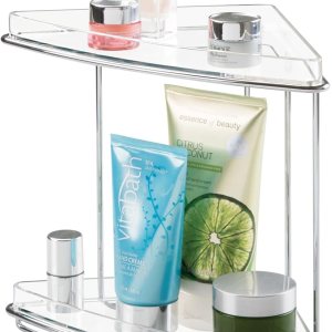mDesign Organizador de estante de esquina independiente de acero y plástico con almacenamiento de 2 niveles para baño, tocador, gabinete, mostrador, mDesign Organizador de estante de esquina independiente de acero y plástico con almacenamiento de 2 niveles para baño, tocador, gabinete, mostrador,