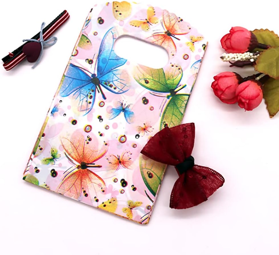 Joyhey 100 bolsas pequeñas de plástico para mercancías de 3.5 x 5.9 pulgadas, bolsas de compras, bolsas de venta al por menor, bolsas de regalo con