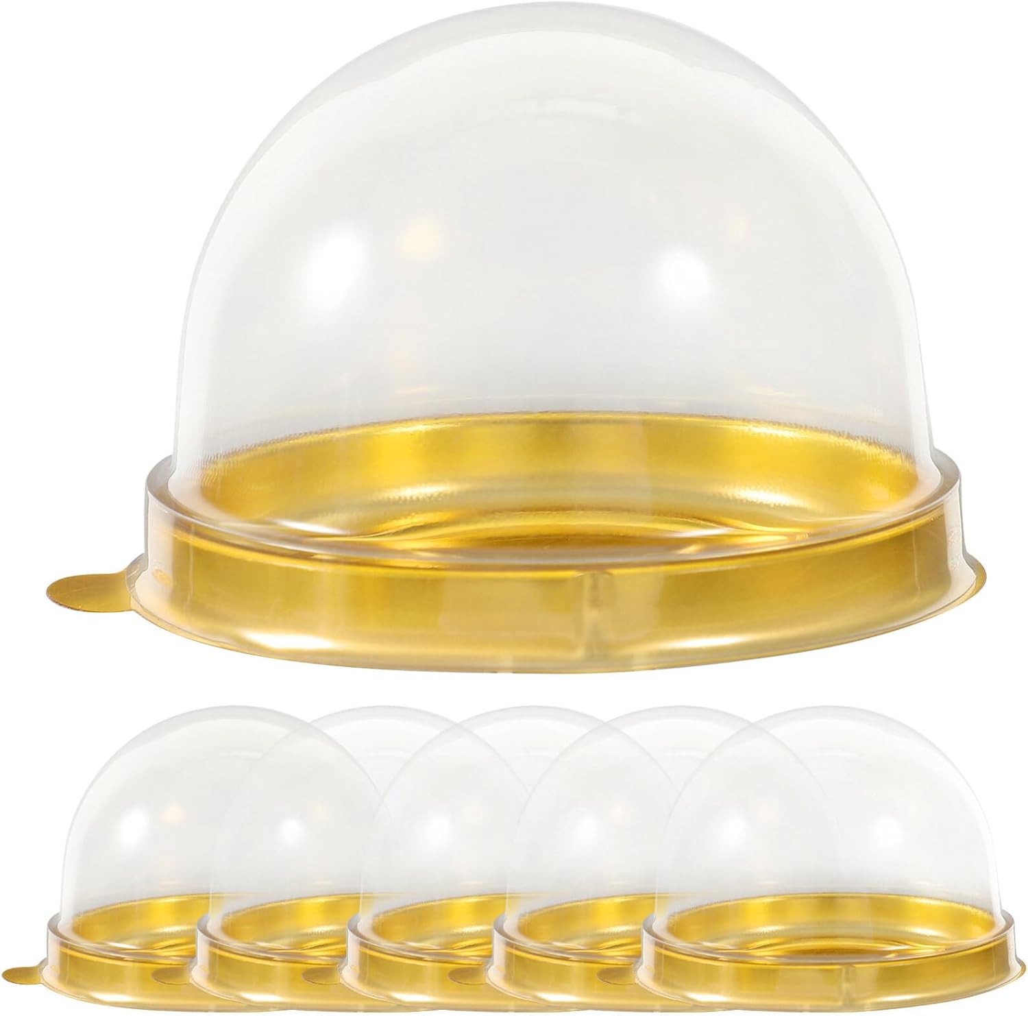 NUOBESTY Caja de cúpula transparente, 50 unidades, soportes redondos de plástico para cupcakes, yema de huevo, hojaldre de luna, caja de embalaje