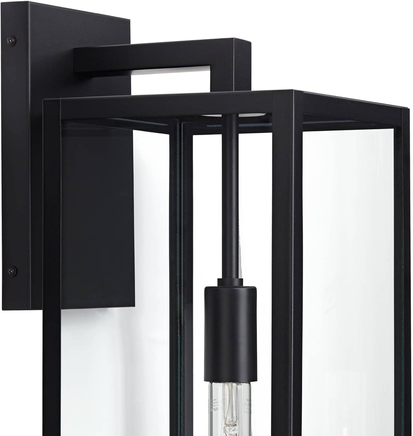 John Timberland Titan – Lámpara de pared industrial moderna para exteriores, color negro místico, paneles de vidrio transparente de 27 pulgadas para