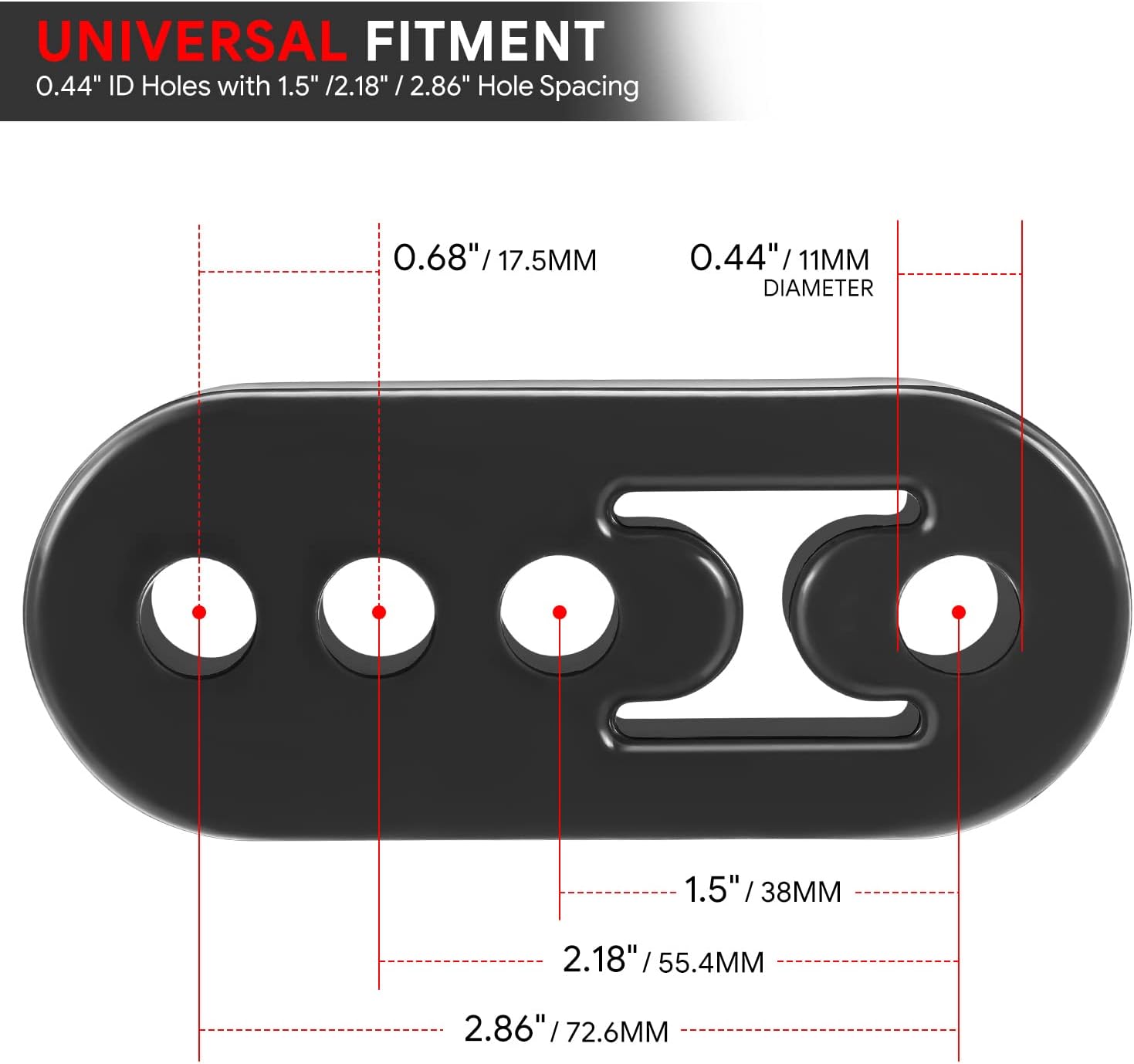 DNA MOTORING EXA-IN-002 – Silenciador universal de poliuretano para escape, aislador, soporte de buje, 4 agujeros