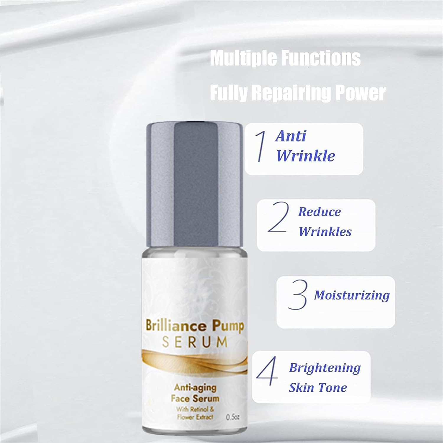 Brilliance Pump Serum, bomba de suero para ojos, suero facial antienvejecimiento, suero de ojos que desafía la edad, suero de ojos de retinol,