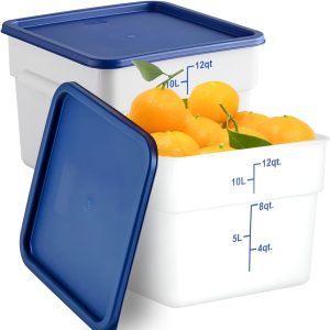 CUSINIUM Paquete de 2 recipientes cuadrados blancos de almacenamiento de alimentos de 12 cuartos con tapas CUSINIUM Paquete de 2 recipientes cuadrados blancos de almacenamiento de alimentos de 12 cuartos con tapas