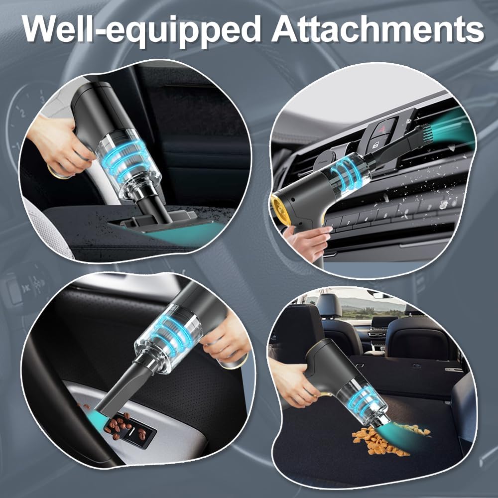 Aspirador de coche recargable inalámbrico 9000PA con plumero de aire comprimido – Para coche, oficina, limpieza del hogar