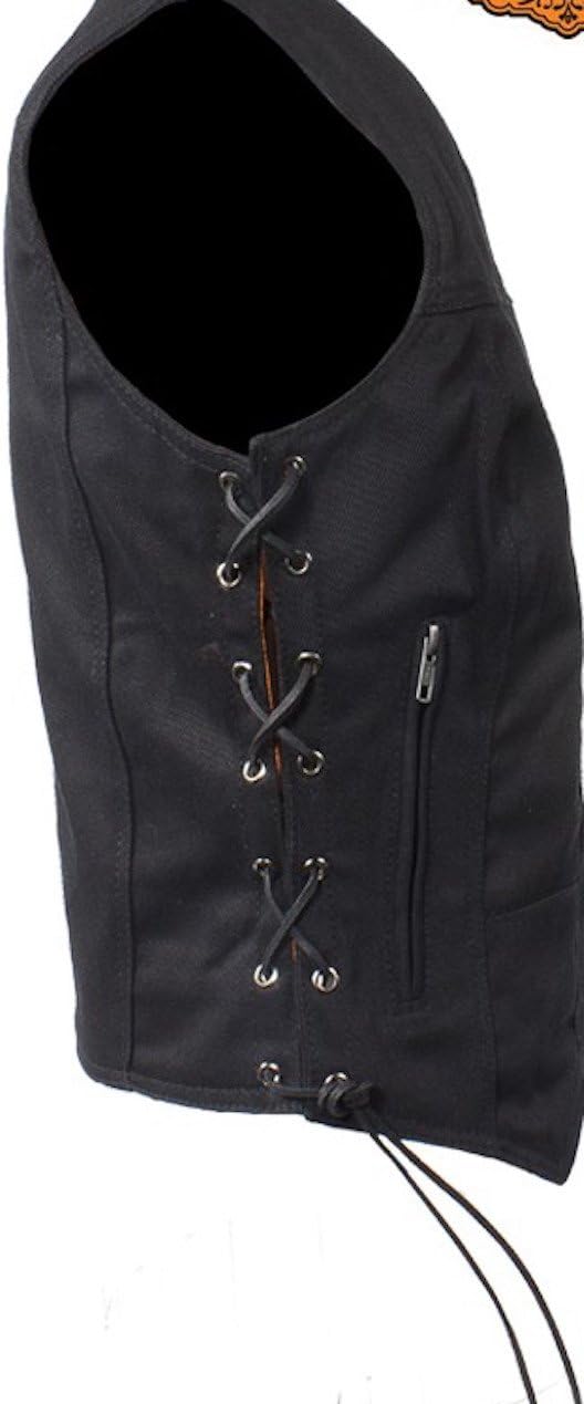 Chaleco negro para mujer con cordones laterales pistola bolsillos