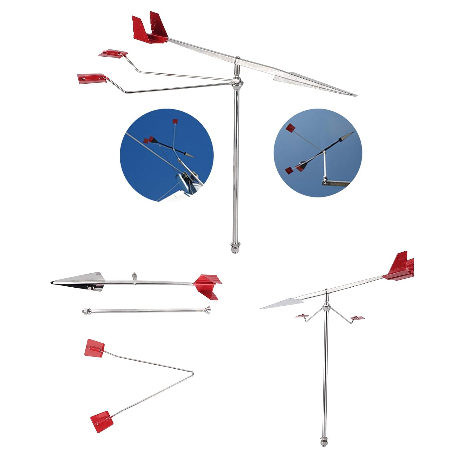 Fydun – Indicador de viento para barco, aveta de viento marina 304 de acero inoxidable indicación de dirección del viento para yate, barco de vela