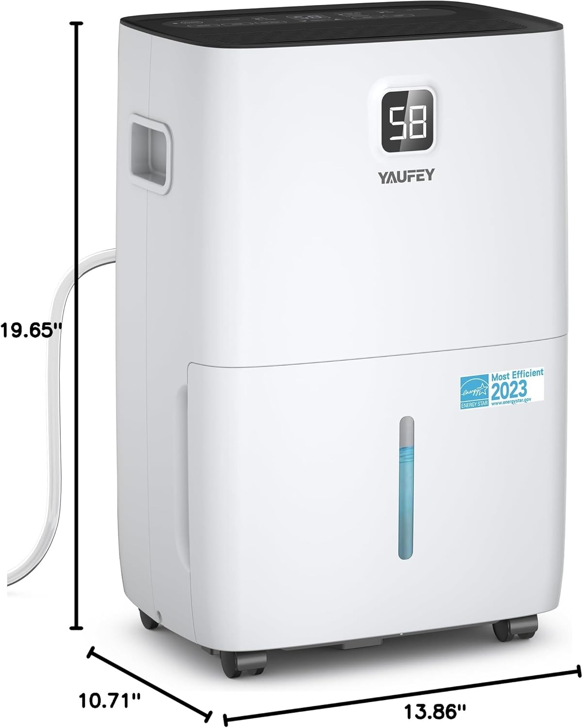 Yaufey Deshumidificador Energy Star de 80 pintas para sótano, hogar y habitación grande de hasta 5000 pies cuadrados, con manguera de drenaje,