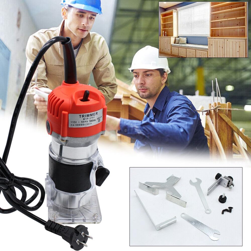 Recortadora de madera eléctrica de 800 W, Herramienta de carpintería de enrutador de palma laminado de madera de 14 ”, Recortadora de borde de