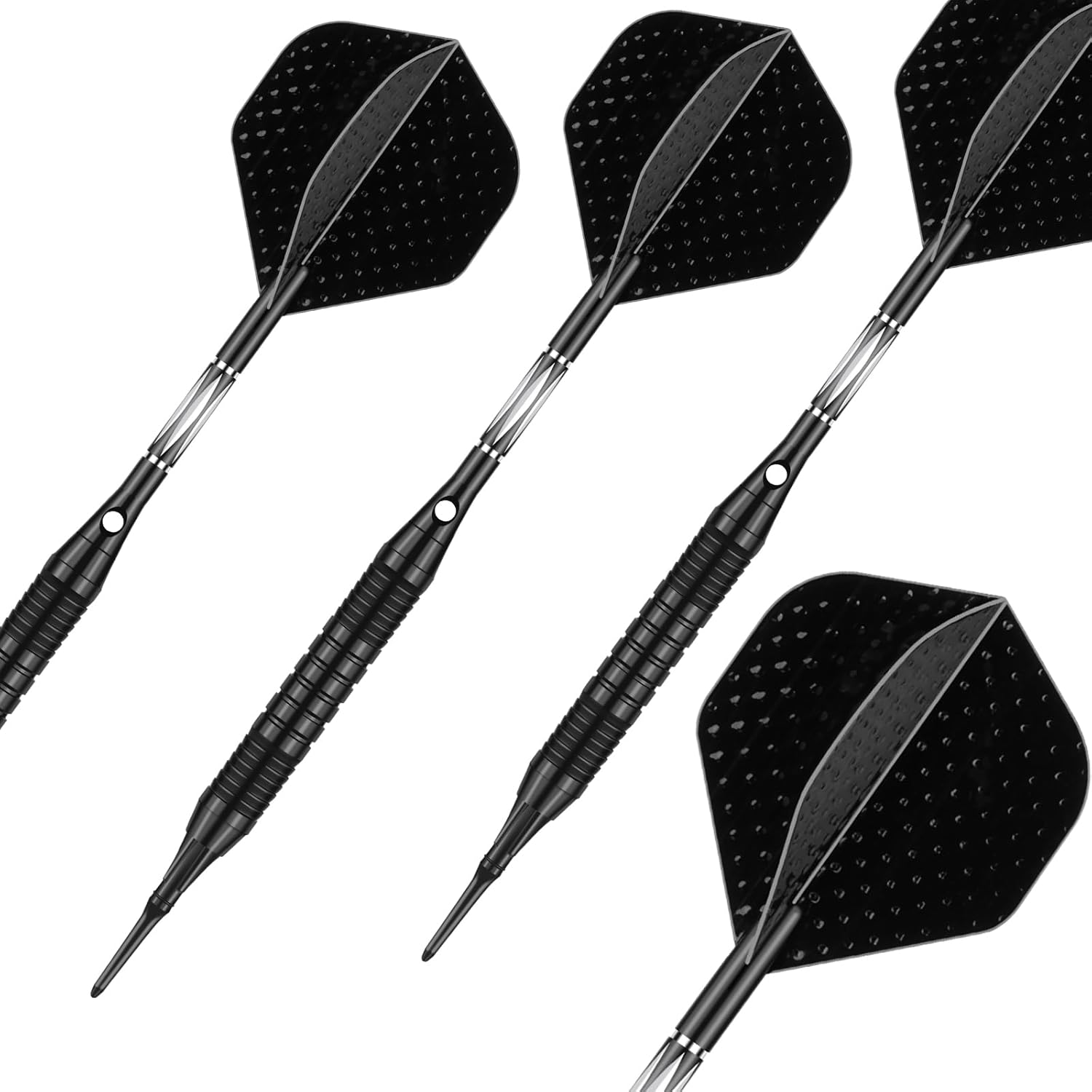 sanfeng Juego de puntas de plástico para dardos  0.63 oz 0.74 oz colorido arco iris punta suave dardos 50 juntas tóricas antisueltas 6 ejes