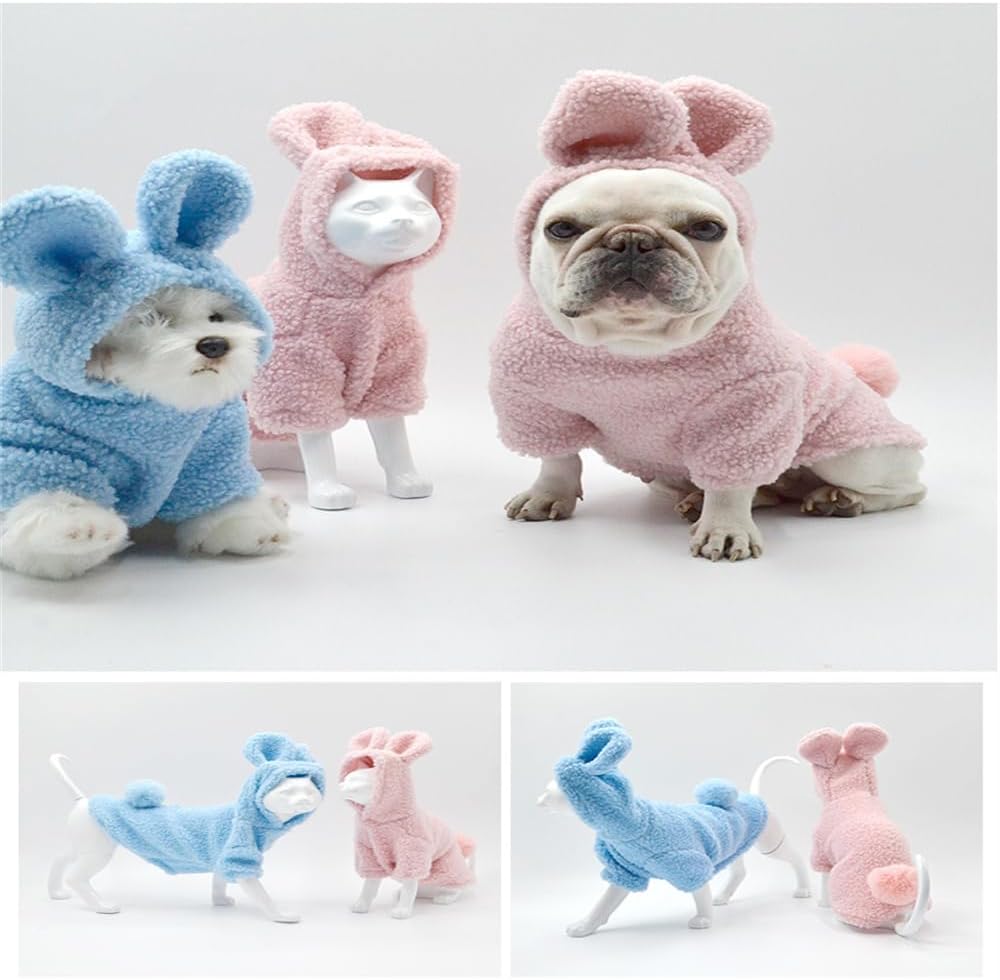 zhendehenziyou Sudaderas con capucha para perros y gatos y mascotas, suéter de invierno de felpa, ropa de conejo, disfraces para el uso diario de