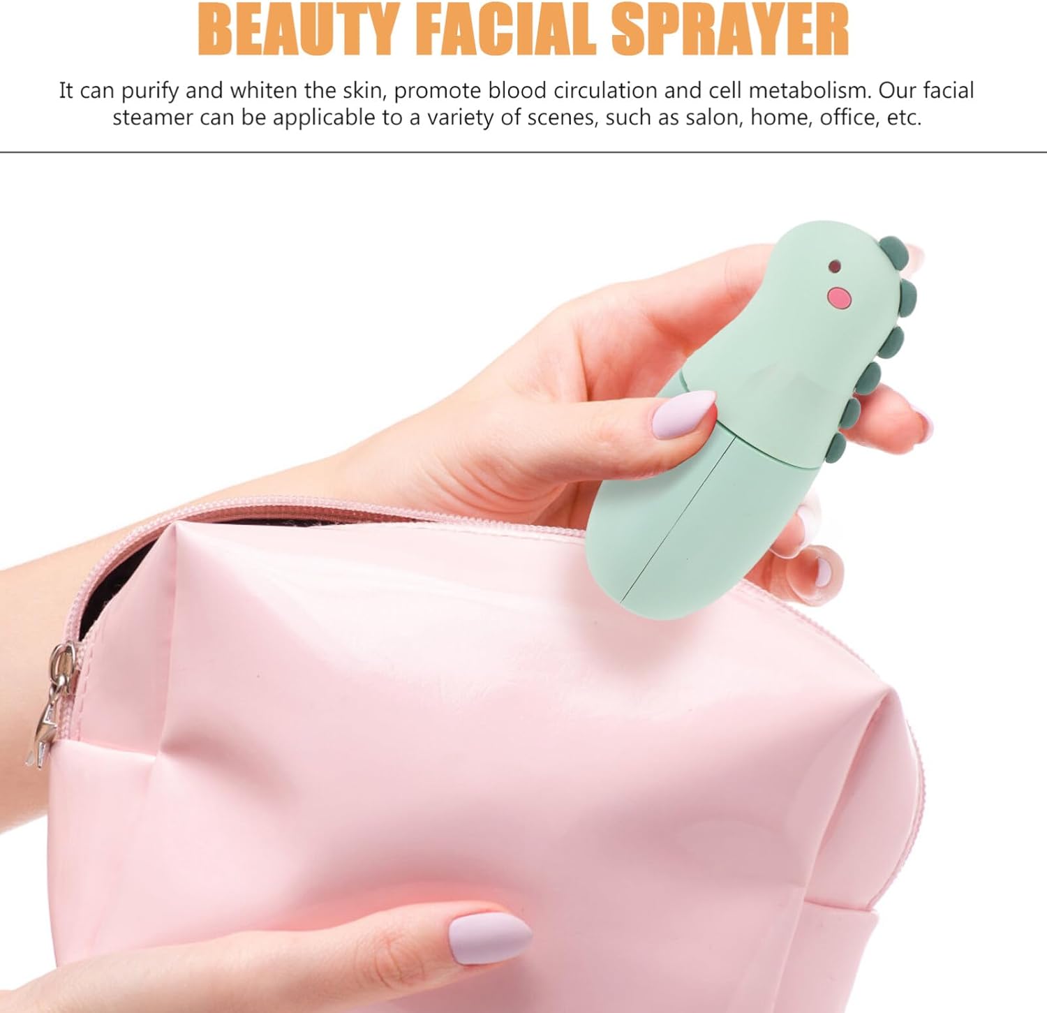 Beavorty 1 Unidades Nano Spray Dispositivo de Hidratación Pequeño Dinosaurio Humidificador Carga USB Mini Vapor Facial Portátil Luz Verde Belleza