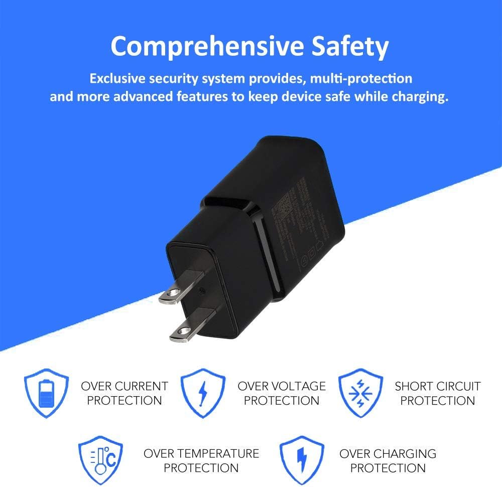 Samsung – Cargador de pared adaptativo de carga rápida con cable micro USB 2.0 de 5 pies  4.9 ft, compatible con Samsung Galaxy S7S7 ES6S6 ES5