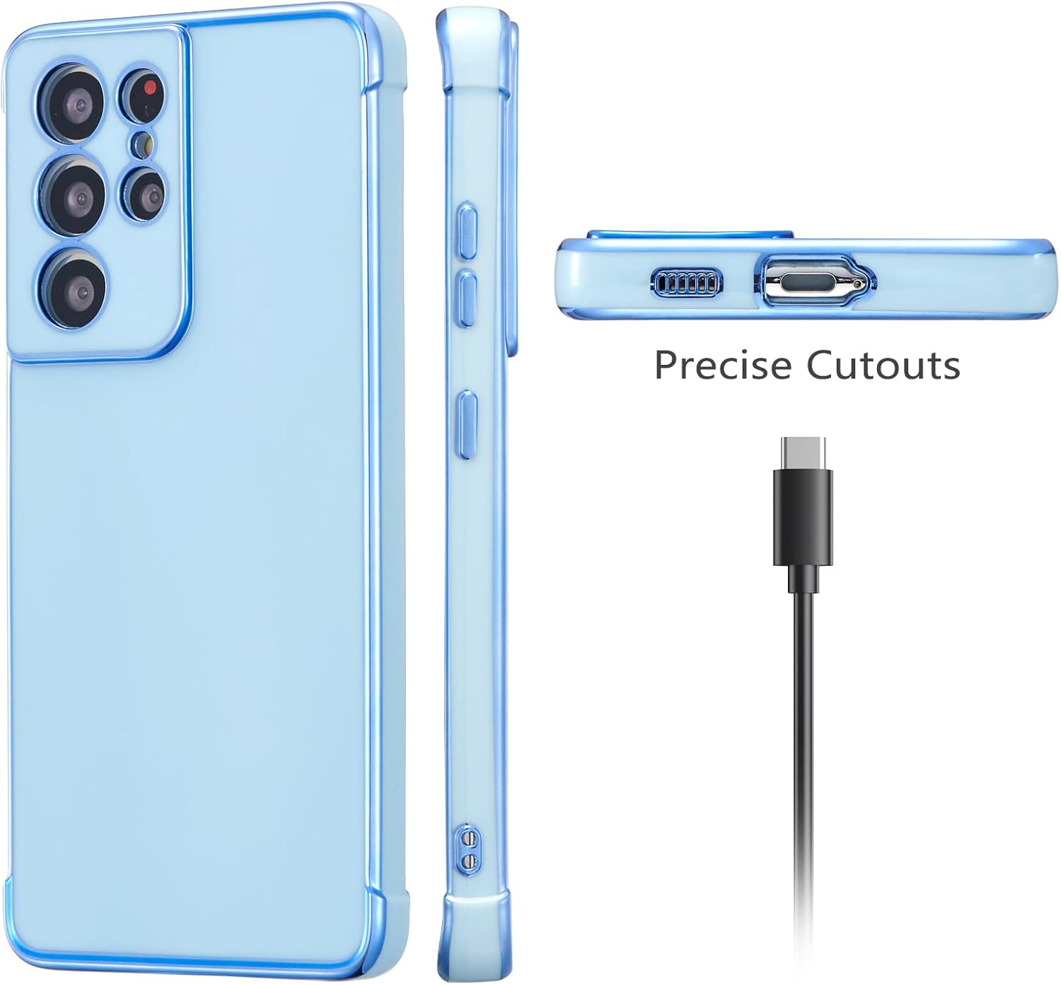 RALEAVO Funda para Samsung Galaxy S21 Ultra, cubierta de lujo con revestimiento de lujo, delgada, ligera, brillante, carcasa para teléfono, TPU