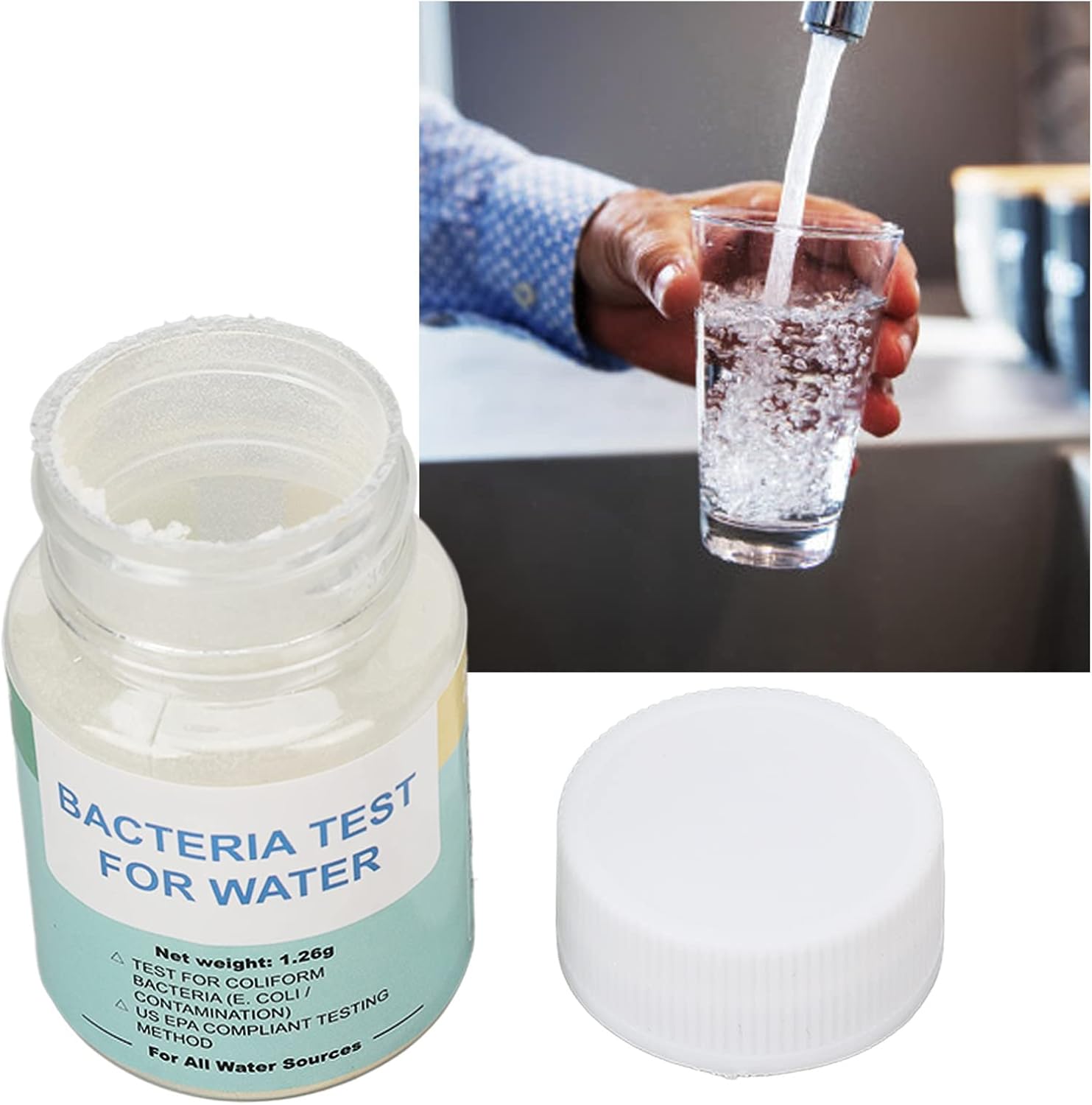 Kit de polvo de prueba de bacterias coliformes para agua potable, agua del grifo, piscina, acuario, agua de pozo, resultados instantáneos de 48